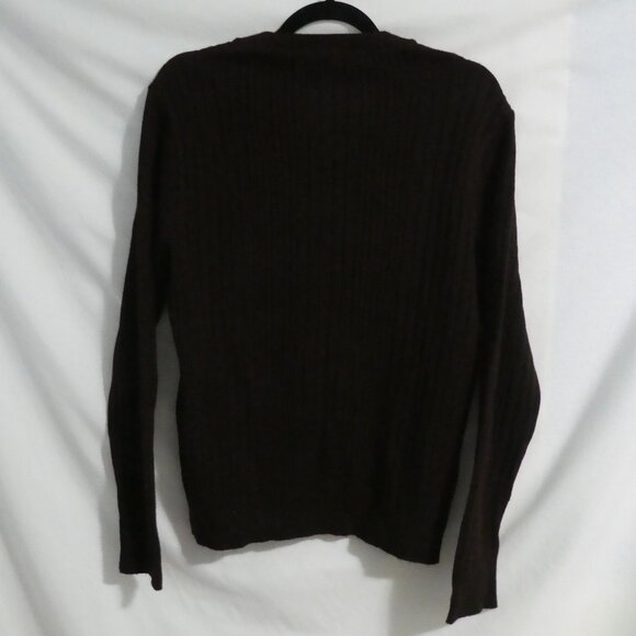 WOLSEY INTERNATIONAL MAN | medium | Ribbed Chocolate Brown V-Neck Sweater - Picture 2 of 14